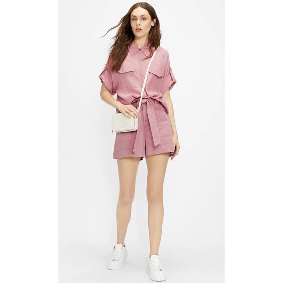 TED BAKER OWTIS Pink Owtis Relaxed-fit High-rise Cotton-blend Utility Shorts 4 - Picture 1 of 12